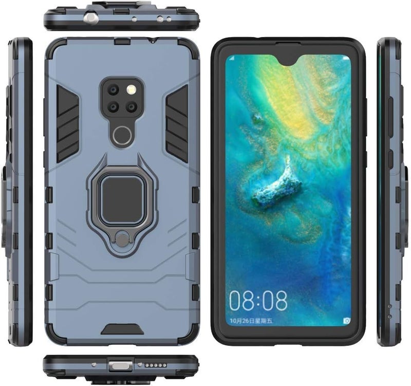MaiJin Compatible with Huawei Mate20 Case, Metal Ring Grip Kickstand Shockproof Hard Bumper (Works with Magnetic Car Mount) Dual Layer Rugged Cover for Huawei Mate 20 (Navy Blue) - Image 4