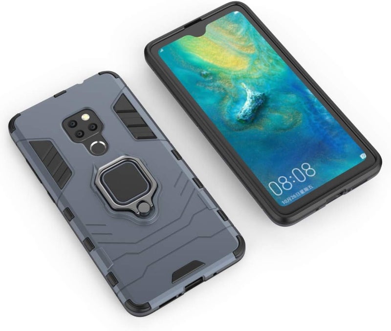 MaiJin Compatible with Huawei Mate20 Case, Metal Ring Grip Kickstand Shockproof Hard Bumper (Works with Magnetic Car Mount) Dual Layer Rugged Cover for Huawei Mate 20 (Navy Blue) - Image 3