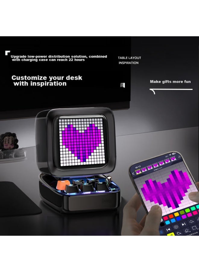 Divoom سماعة بيكسل، سماعة ميني بلوتوث لاسلكية بتصميم ريترو، سماعة كلمات الأغاني لسطح المكتب، ديكور مكتب بأسلوب تقني للألعاب، هدية للأطفال للأولاد والبنات، هدية عيد ميلاد فاخرة - Image 3
