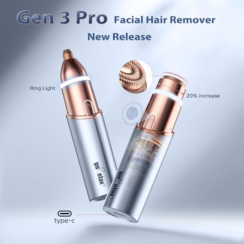 gurelax Facial Hair Removal for Women Facial Eyebrow Trimmer 2in1 Face Shaver Painless Facial Razor for Lip Chin Peach Fuzz - Image 3