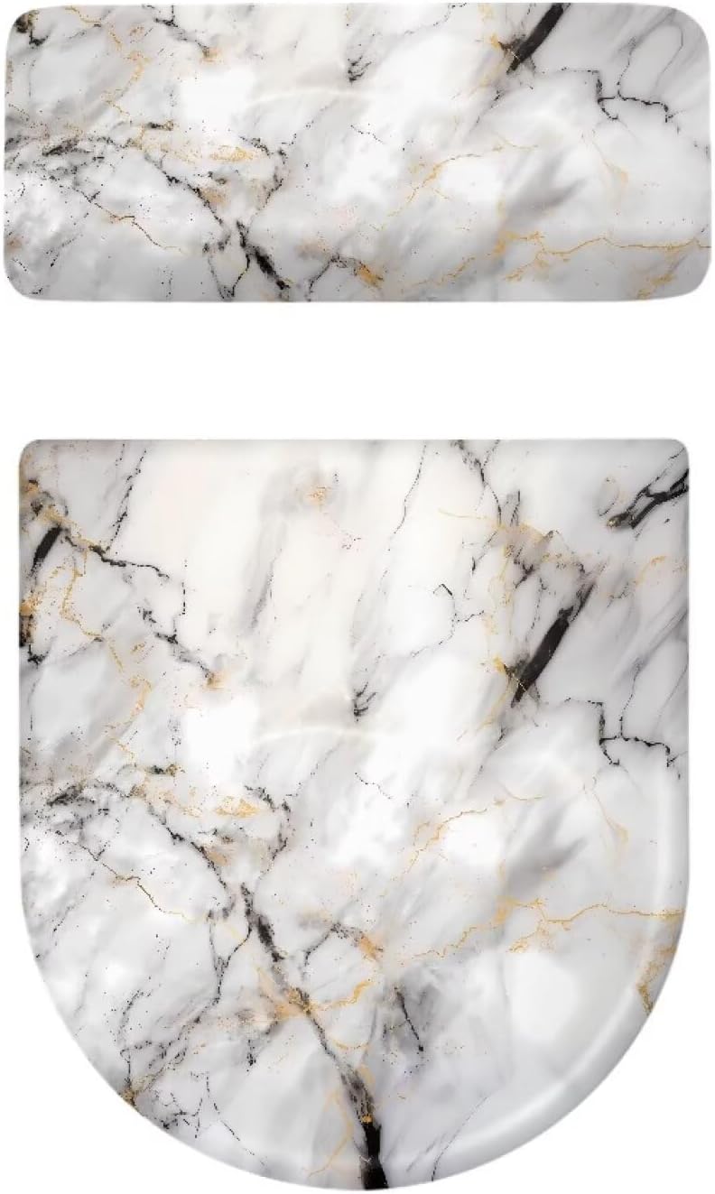 Vanideaoty Store Gray Marble Print Toilet Lid and Tank Cover Bathroom Set Stretchable 2 Pack Fit Most Tanks and Lids for Bathroom - Image 5