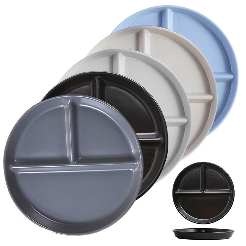 LRUUIDDE Portion Control Plate for Balanced Eating 5 Pack 9 Unbreakable Divided Plates3 Compartment Plates Reusable Plastic PlatesWeight Loss BPA Free