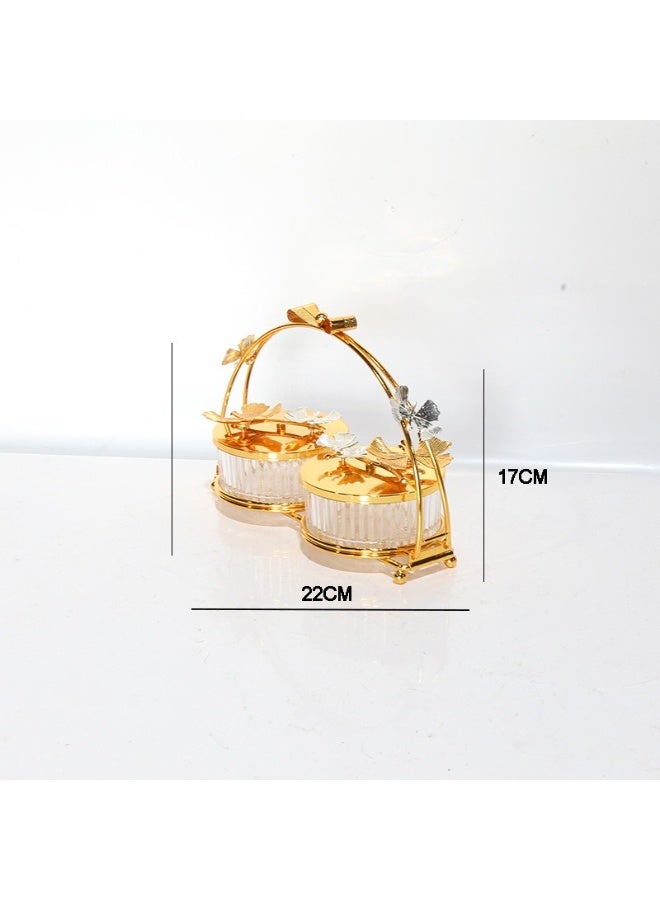 European Style Decorative Candy/Jewelry Box with Gold Metal Frame and Two Compartments, 22x17cm - Image 2