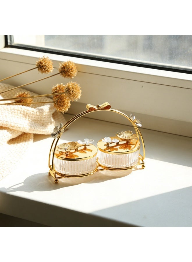 European Style Decorative Candy/Jewelry Box with Gold Metal Frame and Two Compartments, 22x17cm - Image 3