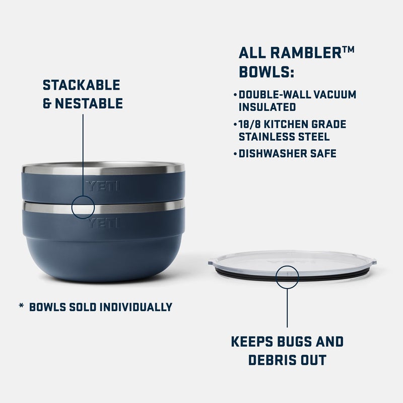 YETI Rambler Bowl, Vacuum Insulated, Stackable and Nestable Stainless Steel Bowl with Lid, 4.5 Quart, White - Image 2