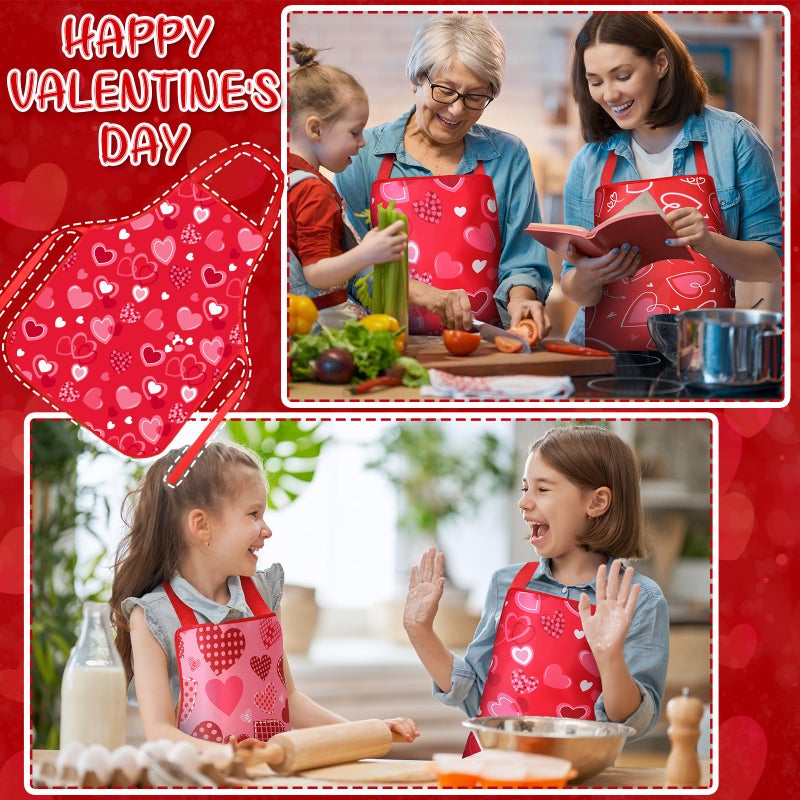 mzfoo 4 Pack Valentine Aprons for Women - Red & Pink, Adjustable, Washable - Perfect for Couples Dinner, Baking, BBQ & Grilling - Image 5