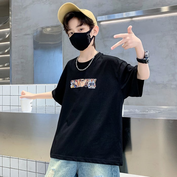 Children'S Clothing Boys' Pure Cotton Short-Sleeved T-Shirt 2026 New Style Kidsren'S Thin Top Boys' Summer T-Shirt Trendy - Image 1