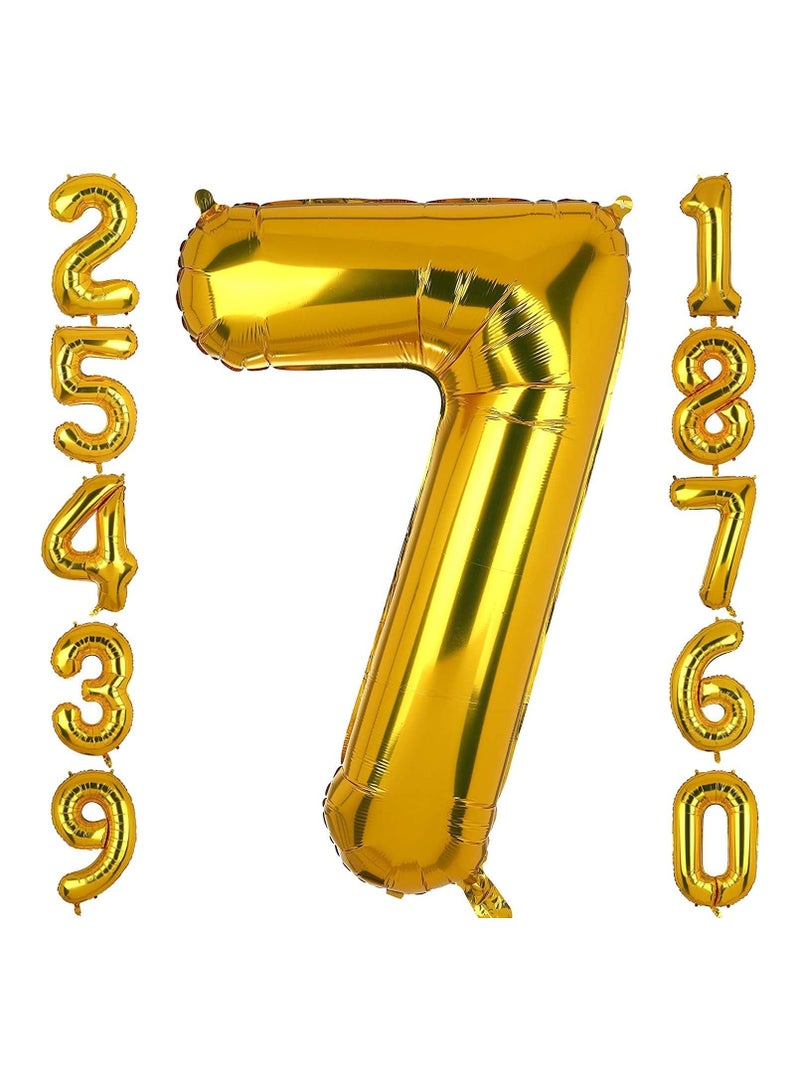 Goldedge Number 7, 32 Inch Number Balloons Foil Gold - Glamorous Party Decorations for Birthdays, Anniversaries, and Special Events - Image 1