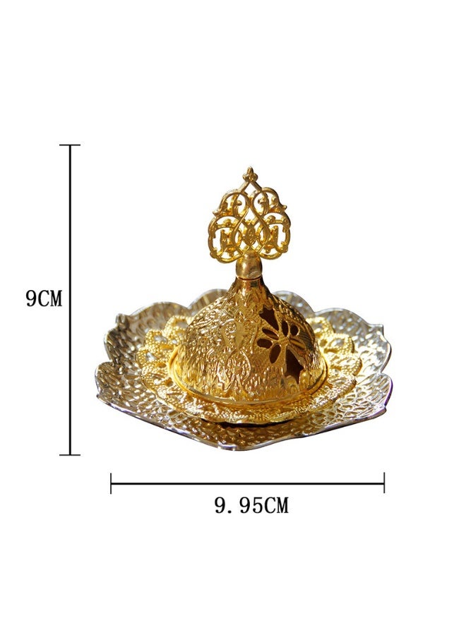 Color and fragrance burner with a hand-held metal European-style leaf-shaped tray for aroma diffusion