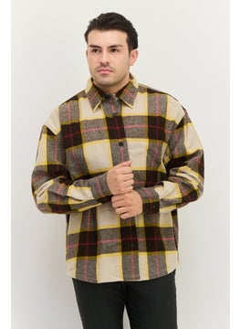 GANT Men Regular Fit Plaid Long Sleeves Casual Shirt, Brown Combo  - Image 1