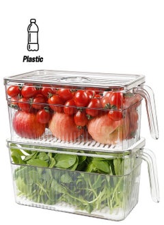 MIXDE Food Storage Boxes With Lids And Handle Large Plastic Kitchen Refrigerator Fridge Stackable Desk Cabinet Food Fruit Eggs Vegetables Drawer Storage Organizer Box Containers  - Image 1