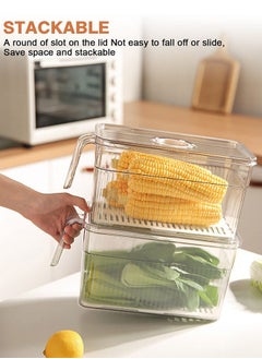 MIXDE Food Storage Boxes With Lids And Handle Large Plastic Kitchen Refrigerator Fridge Stackable Desk Cabinet Food Fruit Eggs Vegetables Drawer Storage Organizer Box Containers  - Image 2