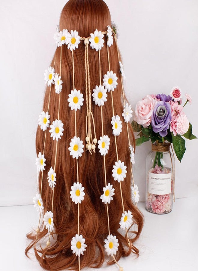 YAXAMING Flower Headband Hippie Sunflower Hairband Floral Crown Bohemian Hair Band Women Girls Boho Hair Hoop Headdress Headwear Headpiece Party Decoration Cosplay Costume Cute Handmade Hair Accessories Yellow - Image 5