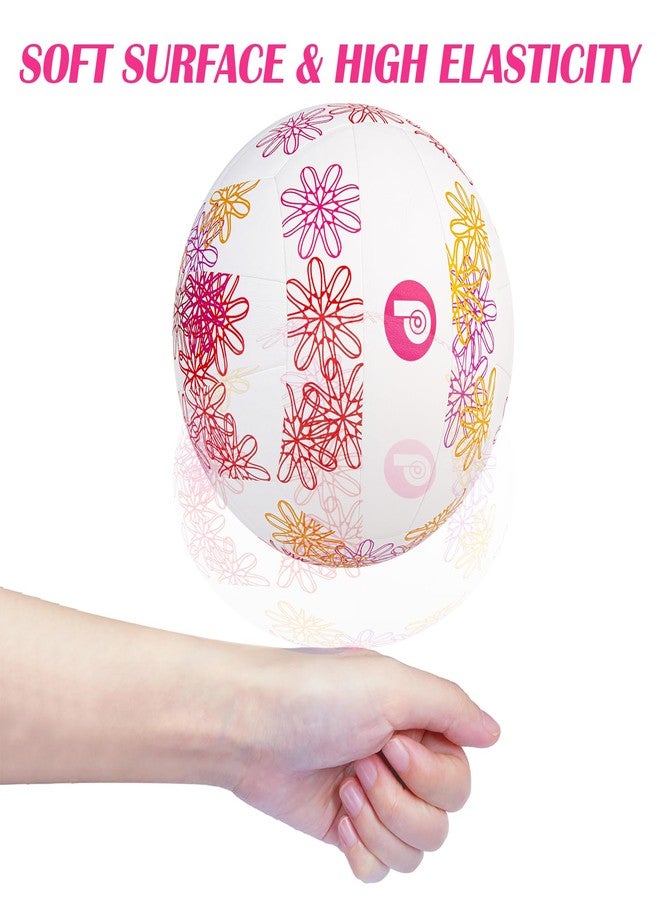 Picador PP PICADOR Volleyball Size 5, Soft Light Pink Volleyball, Girls Vollyeball for Kids Youth Indoor Outdoor Sports Training Game Play Beginner (White Flower) - Image 5