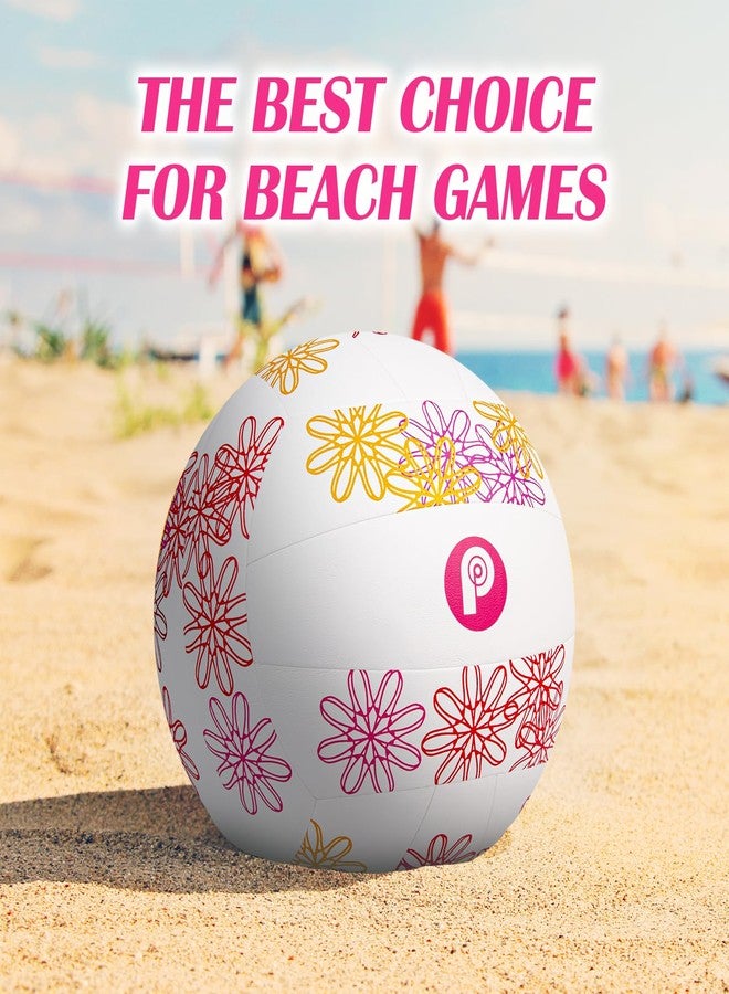 Picador PP PICADOR Volleyball Size 5, Soft Light Pink Volleyball, Girls Vollyeball for Kids Youth Indoor Outdoor Sports Training Game Play Beginner (White Flower) - Image 4