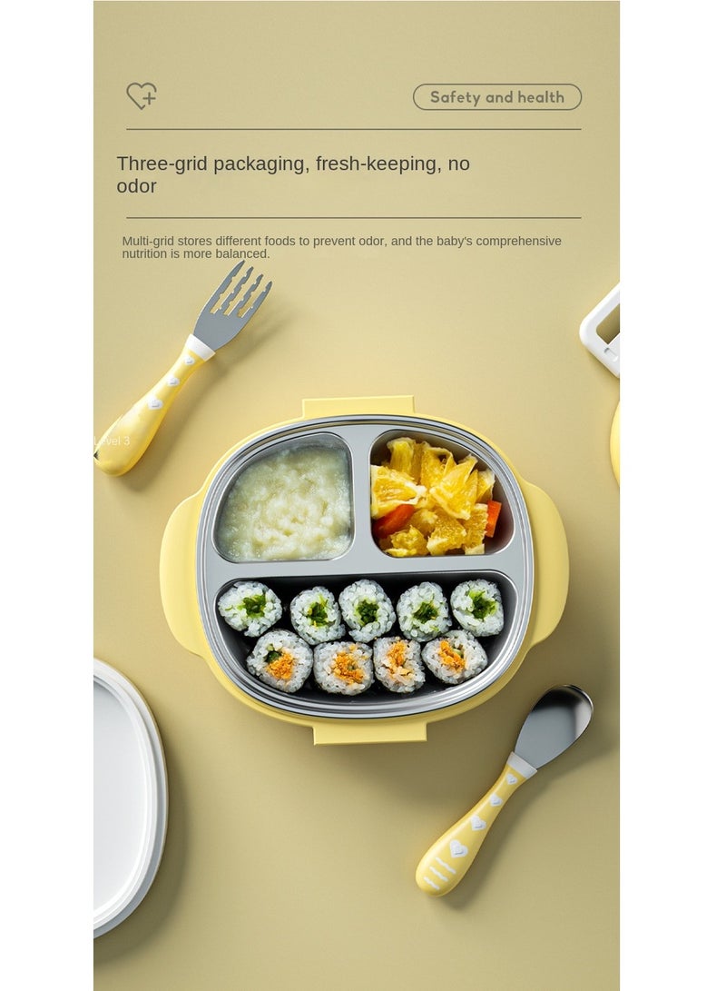 Stainless Steel Bento Box For Kids-Thermal Leakproof Lunch Box For Toddlers 3-Compartment Double-deck Bento-Style Kids Lunch Container Pre-School Daycare Lunches And Snack Container Kids BPA Free - Image 2