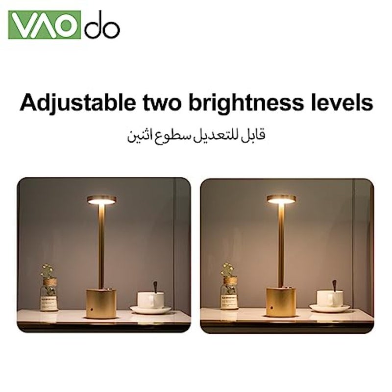 مصباح طاولة لاسلكي للأماكن الخارجية/الداخلية/المطعم/المنزل/الفناء/العشاء، سبائك الألومنيوم، أبيض دافئ، شحن USB بمستويين ضوء خافت - Image 5