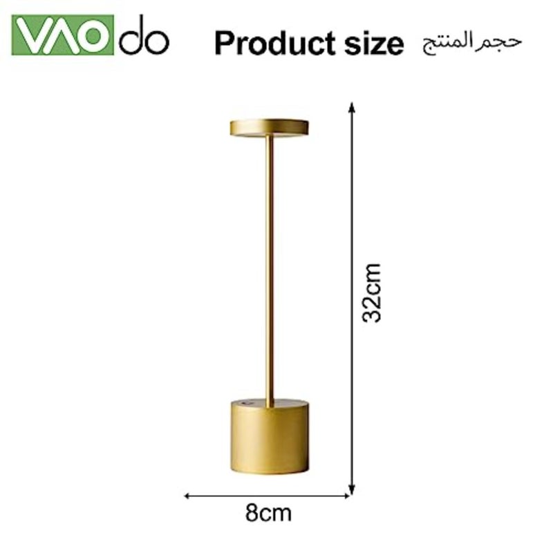 مصباح طاولة لاسلكي للأماكن الخارجية/الداخلية/المطعم/المنزل/الفناء/العشاء، سبائك الألومنيوم، أبيض دافئ، شحن USB بمستويين ضوء خافت - Image 4