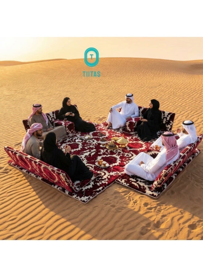 تيتاس مجموعة جلوس أرضي للتخييم لثمانية أشخاص، طقم نزهة مكون من 9 قطع يشمل 4 كراسي أرضية قابلة للطي وفرشة تخييم بمقاس 2 × 2.9 متر و4 مساند ذراع، مناسبة للسفر، الرحلات البرية، الرحلات العائلية، والحديقة. - Image 2