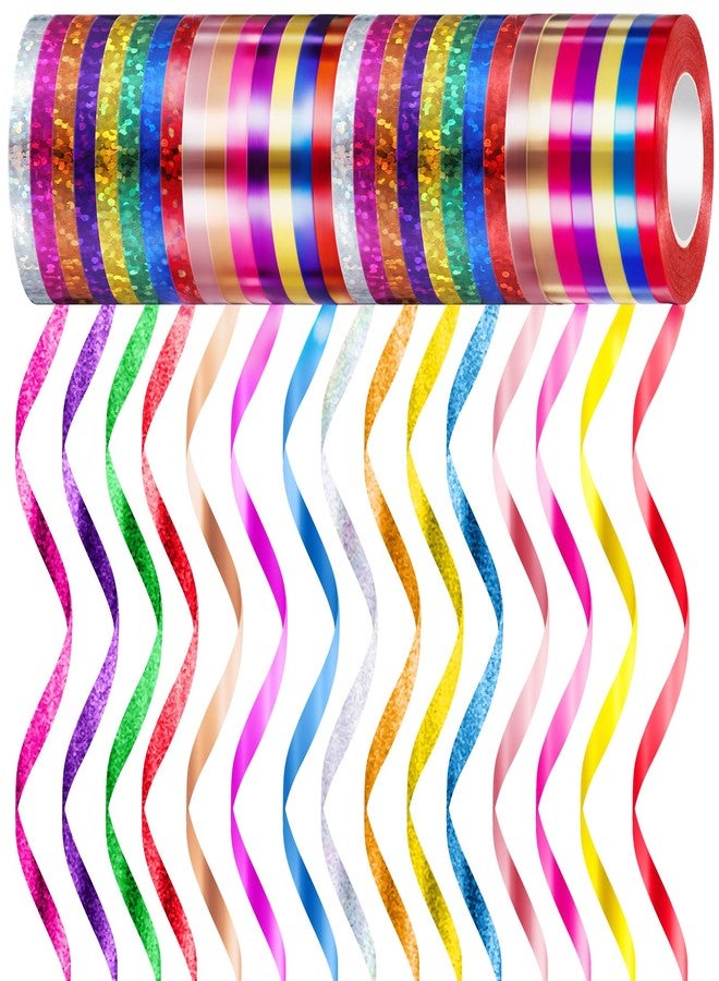 Chunm 30 Rolls Curling Ribbons 1/5" Wide x 11 Yards 330 Yards Shiny Plastic Balloon Strings Metallic Gift Wrapping Ribbons for Wedding Birthday Graduation Party Decor(Holographic Style,Bright Colors) - Image 1