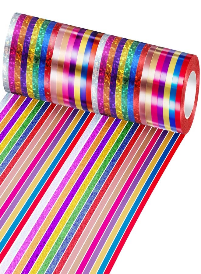 Chunm 30 Rolls Curling Ribbons 1/5" Wide x 11 Yards 330 Yards Shiny Plastic Balloon Strings Metallic Gift Wrapping Ribbons for Wedding Birthday Graduation Party Decor(Holographic Style,Bright Colors) - Image 2