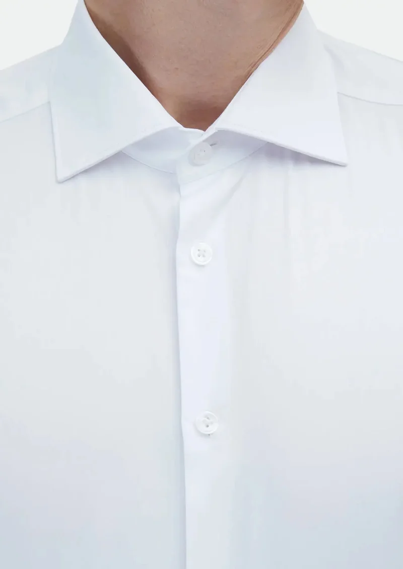 RAMSEY White Plain Regular Fit Weaving Classical 100% Cotton Shirt