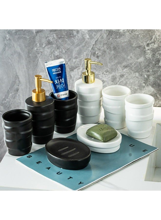 FUKE 3pcs Bathroom Accessories Set Ceramic Includes Soap Dispenser Toothbrush Cupand Soap Dish for Modern Bathroom Countertop Decor - Image 4