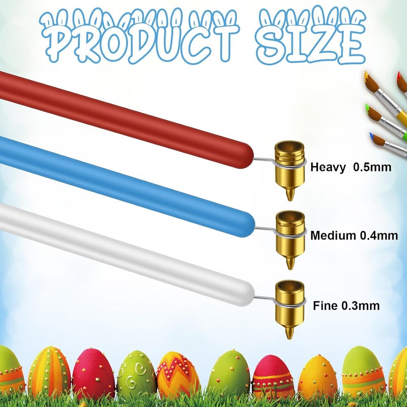 Pysanky Supplies 3 Brass Tips (0.3mm, 0.4mm, 0.5mm) Drip-Free Application Kistka Tool - Versatile Multi-Surface Use Egg Decorating Kit for Easter Crafters, Artists and Hobbyists - Image 3