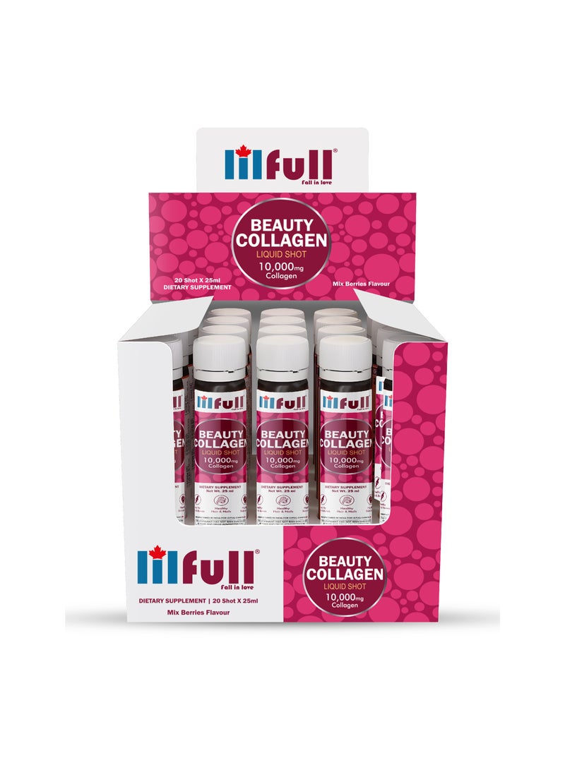 lilfull Beauty Collagen Liquid Shot - 10000mg (20 Servings x 25 ml) Improves Skin Glow - Image 1