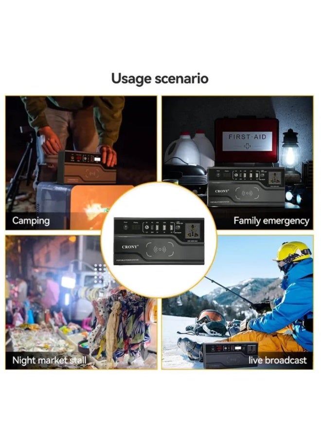 كروني محطة طاقة محمولة Crony Fac-200x مزودة بشاحن لاسلكي ووحدة بنك طاقة تيار متردد بقدرة 200 وات ومحطة طاقة خارجية محمولة للطوارئ - Image 3