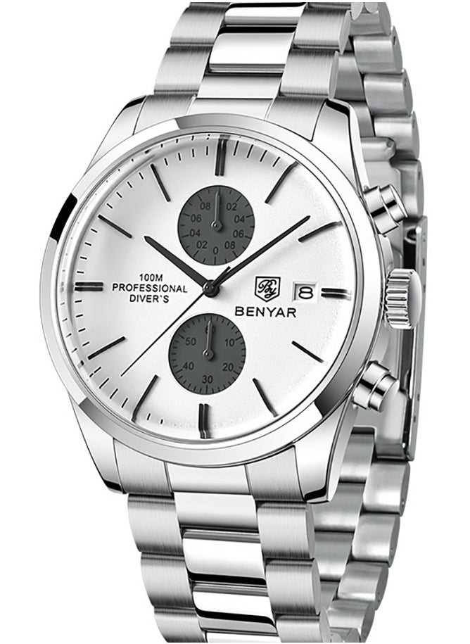BENYAR Men's Quartz Watches, Waterproof Sports Chronograph Watches, Men's Automatic Date Watches 