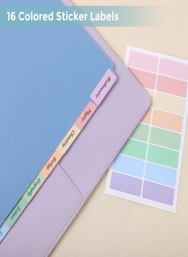 SKYDUE Durable Plastic 8-Tab Dividers, Big Tab Dividers for 3 Ring Binder, Write & Erase 3 Ring Binder Dividers with Tabs, with Sticker Labels, 1 Set, Pastel Color - Image 5