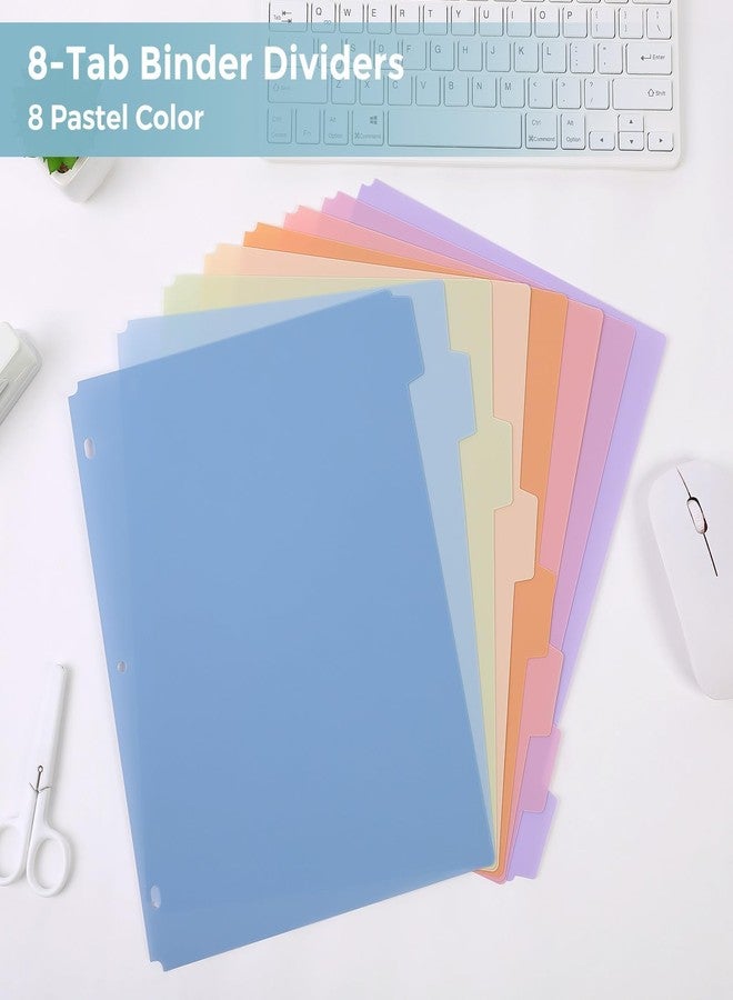 SKYDUE Durable Plastic 8-Tab Dividers, Big Tab Dividers for 3 Ring Binder, Write & Erase 3 Ring Binder Dividers with Tabs, with Sticker Labels, 1 Set, Pastel Color - Image 2