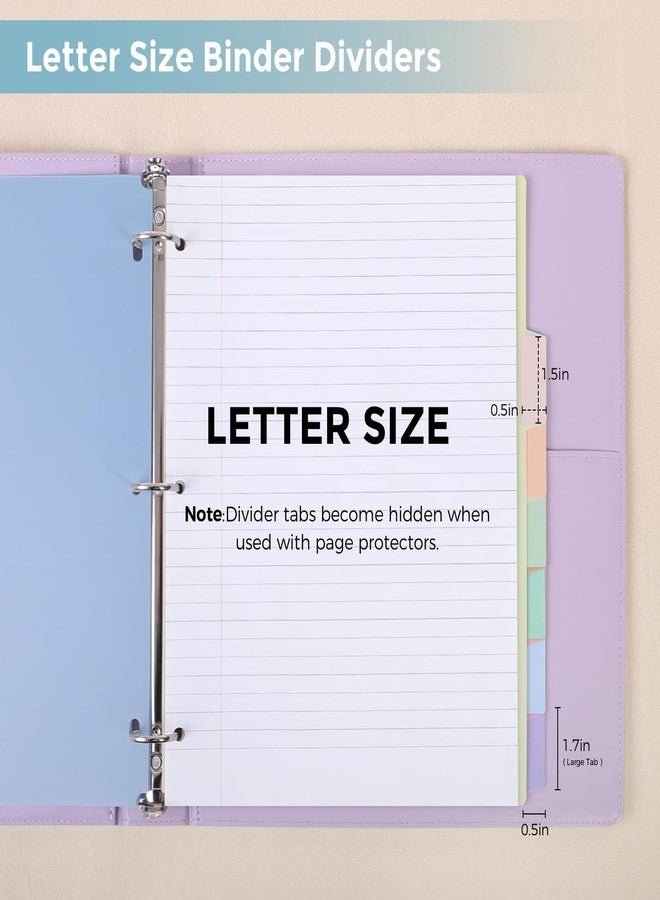SKYDUE Durable Plastic 8-Tab Dividers, Big Tab Dividers for 3 Ring Binder, Write & Erase 3 Ring Binder Dividers with Tabs, with Sticker Labels, 1 Set, Pastel Color - Image 3