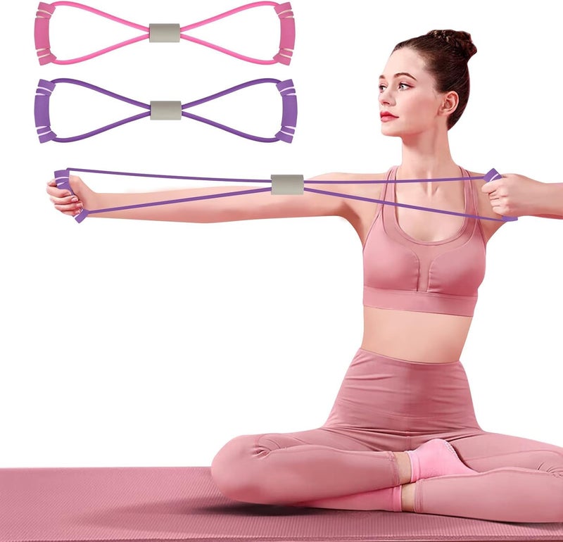 Lonimia 2 Pcs 8-Shaped Resistance Bands for Arms - High-Elasticity Latex with Non-Slip Handles - Image 1