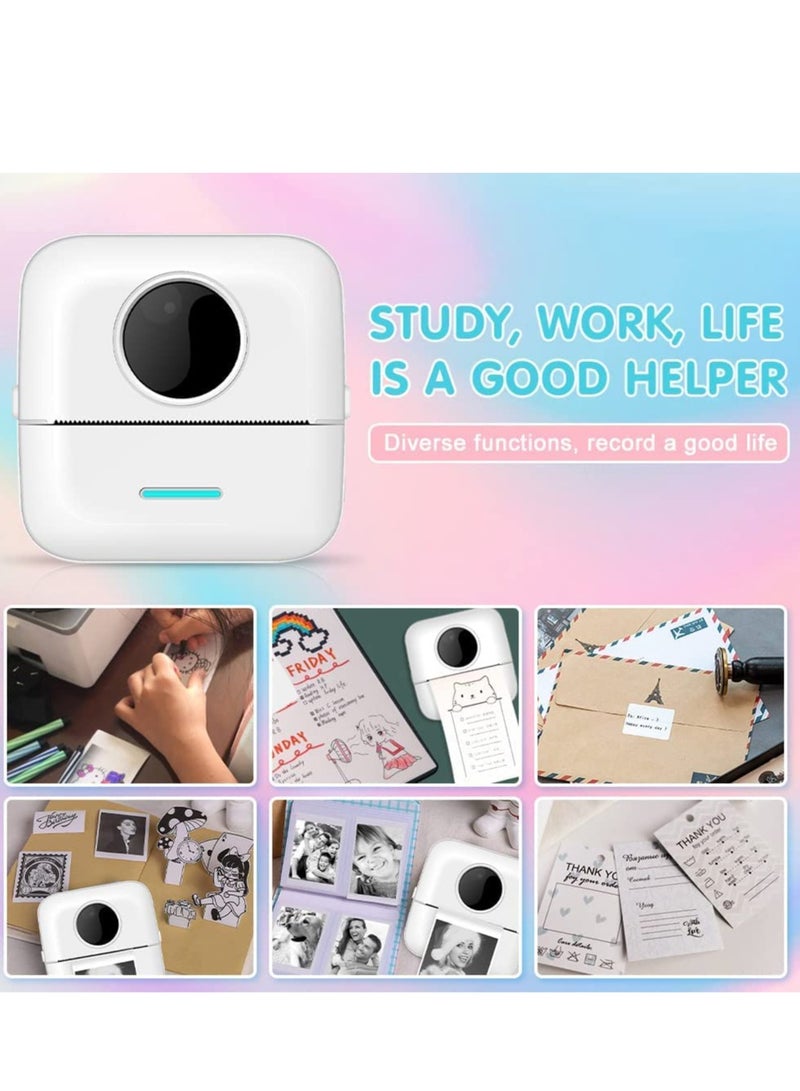 Label Printer, Portable Thermal Printer, Mini Photo Printer, Rechargeable Labeler, Small Bluetooth Inkless Printer with 11 Rolls Thermal Paper for Android and iOS Smartphones - Image 5