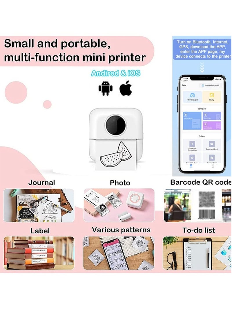 Label Printer, Portable Thermal Printer, Mini Photo Printer, Rechargeable Labeler, Small Bluetooth Inkless Printer with 11 Rolls Thermal Paper for Android and iOS Smartphones - Image 4