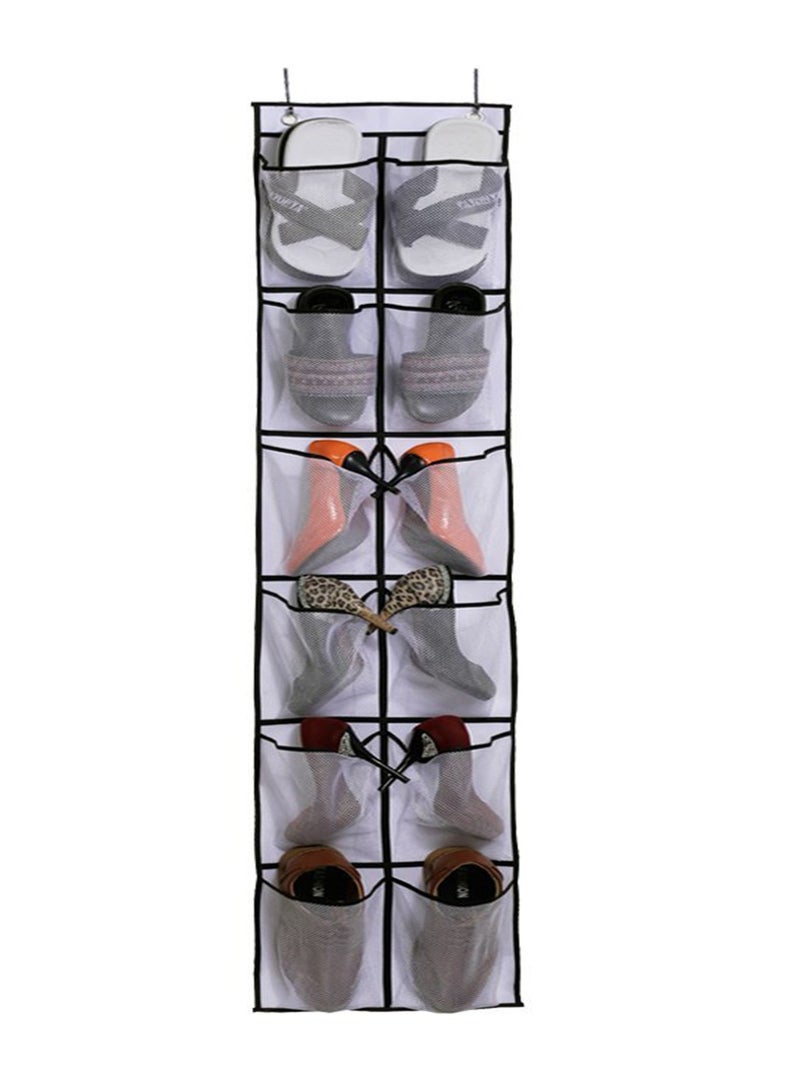 Narrow Over The Door Shoe Organizer 12 Large Mesh Pockets Hanging Storage Shoe Rack for Closet Organizers and Storage - Image 2