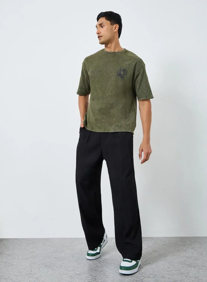 Styli Men Oversized Washed Printed T-Shirt