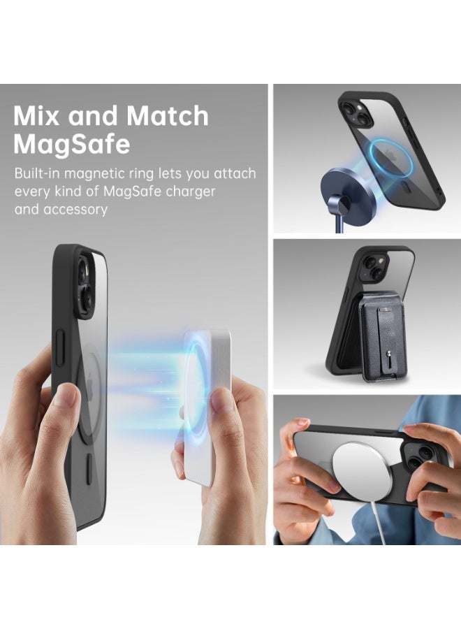 أكاليكس حافظة مغناطيسية لهاتف iPhone 15، متوافقة مع MagSafe، غطاء فاخر مطلي، حافظة هاتف شفافة ناعمة مقاومة للصدمات من مادة TPU، (أسود) - Image 3
