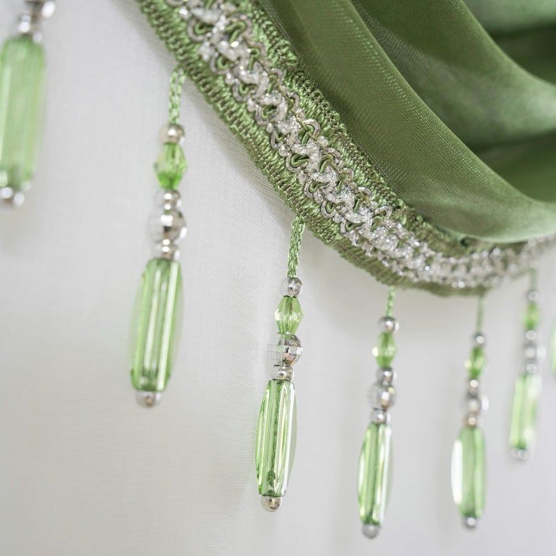Petrichor Embroidered Sheer Curtain 2 Panels Set - Luxury Window Curtain Attached Valance with Satin Backing and 2 Tie Backs for Living Room,Dining Room, 54x84 inches, Sage Green - Image 5