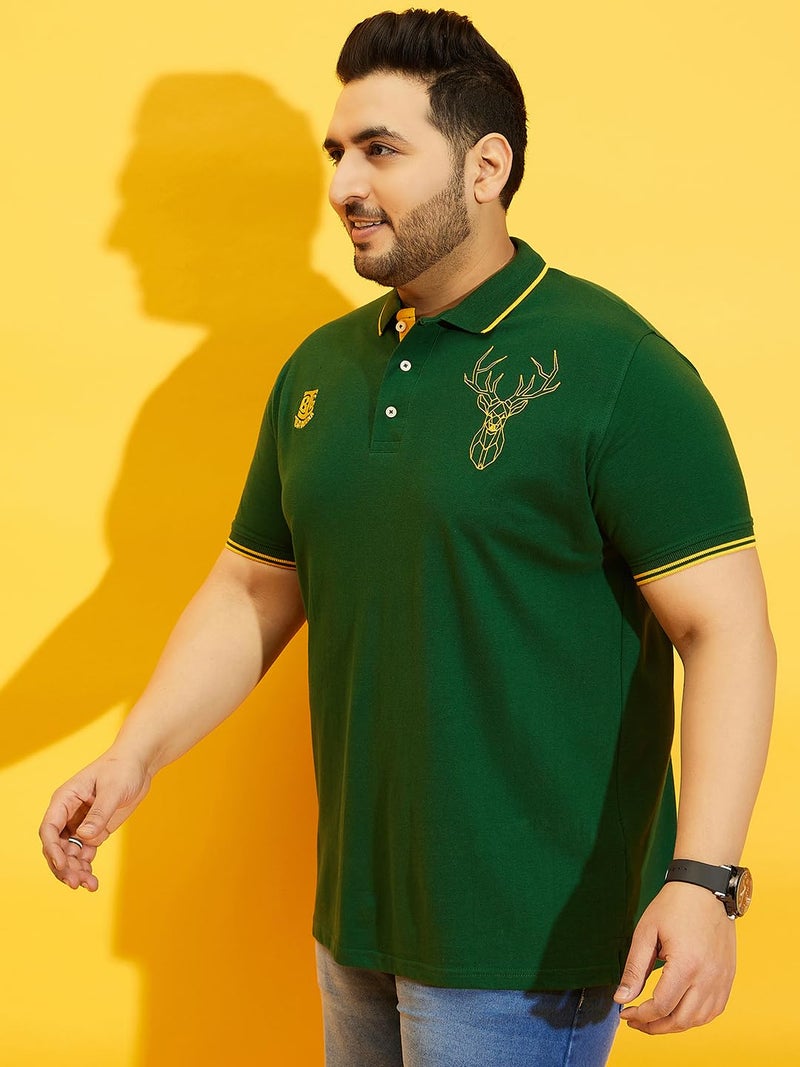 Bigbanana Plus Size Men's Regular Fit Solid Polo Tshirt (Thom-Green,Dark Green,7XL) - Image 4