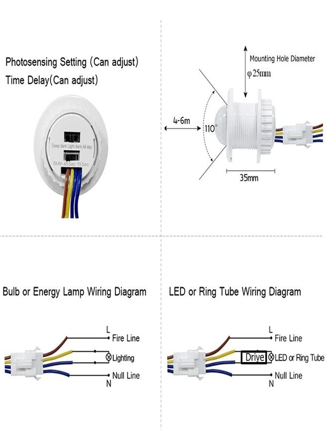 Quick Sense QS-05B PIR Motion Sensor Switch | Adjustable Time Delay | 3-Level Light Sensitivity | 110° Detection | 6m Range | Automatic Lighting Control - Image 5