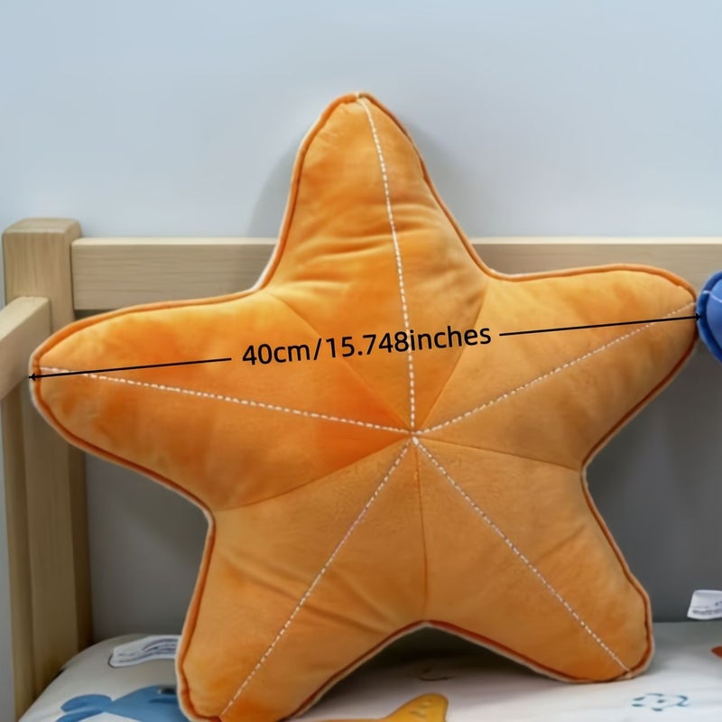 Starfish Shaped Short Plush Throw Pillow for Living Room Sofa Bedroom Headboard Cushion Solid Color Soft Decorative Pillow - Image 3