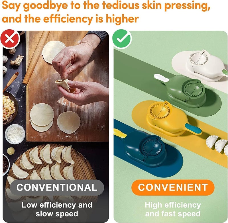 PAXCOO Home Manual Dumpling Making Tool 2 in 1 Dumpling Maker Multifunction DIY Manual Dumpling Press Molds Set 10 Seconds to Make Dumplings Empanadas Quickly Baking Pastry Manual Artifact - Image 4