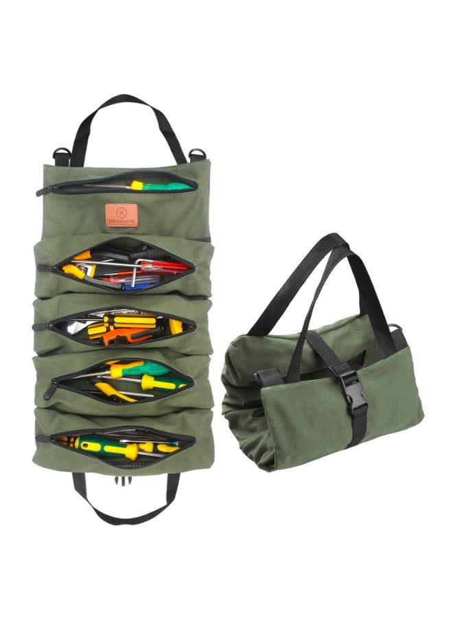 Heavy-Duty Tool Roll Organizer with Multiple Compartments – Durable Green Fabric Storage Bag for Electricians, Mechanics, and Outdoor/Garage/W Workshop Use – Perfect Father'S Day Gift, Mechanic Bag, Roll Ba - Image 4