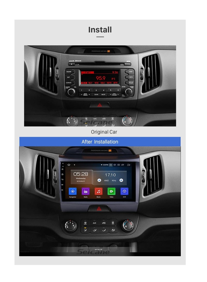 ام ان تي شاشة كيا سبورتاج 2012015 هي جزء من نظام المعلومات والترفيه في السيارة يعمل بنظام التشغيل Android ويدعم ميزات مثل Apple CarPlay وAndroid Auto، مما يتيح لك توصيل هاتفك الذكي بسهولة كما أنها توفر دقة عالية تصل إلى 1080 بكسل، مما يجعلها ممتازة لعرض المعلومات والخرائط بوضوح - Image 2