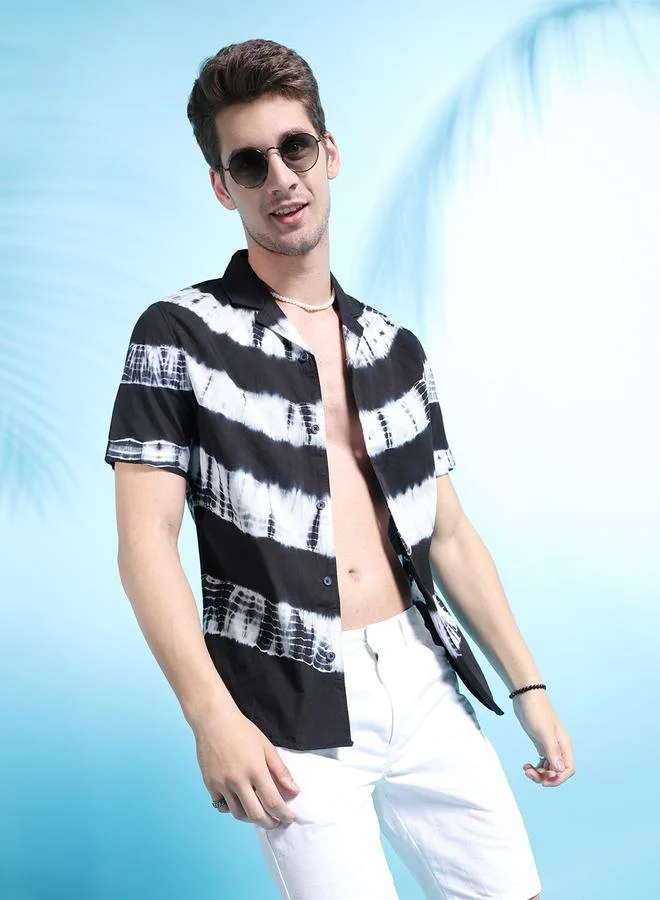 The Indian Garage Co The Indian Garage Co Men Tie-Dye Resort Collar Shirt