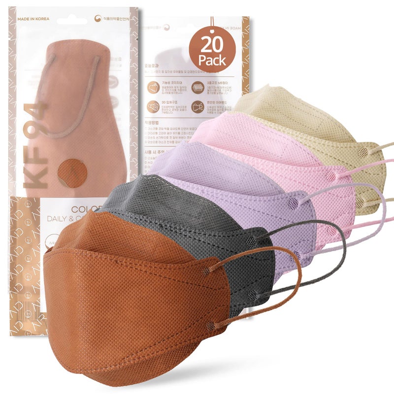 AIRAIDKF94 Individually Wrapped Made in Korea 3D Multicolor Packs Face Protective Mask Adult and Older Teens Multicolor20P