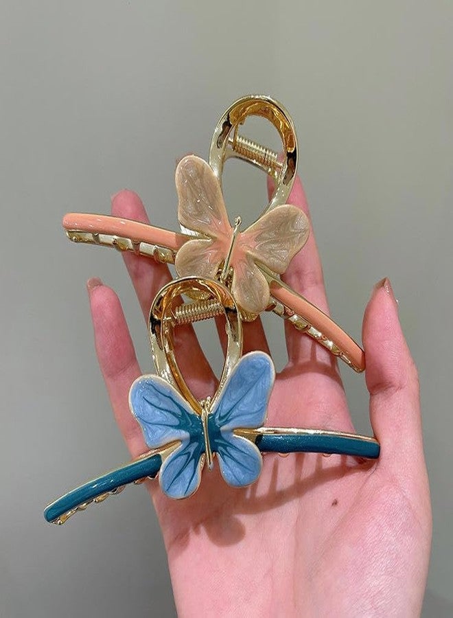 LOCKLUX Pack of 2 Butterfly Hair Clutcher for Women & Girls | Elegant Metal Hair Clutch Clip | Stylish Hair Clutcher Set for Thick & Long Hair | Butterfly Design Hair Clutche - Image 1